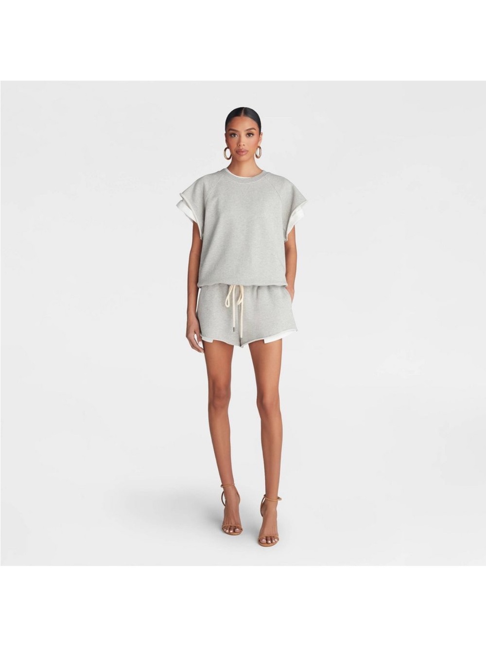 KBB by KAHLANA Women's Short Sleeve 'The Layered Crew Sweatshirt' - Heather